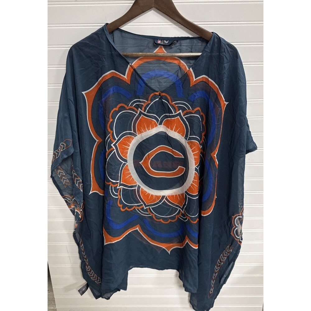 Chicago Bears Sheer Caftan Poncho Womens One Size NFL Game Day Cover Up